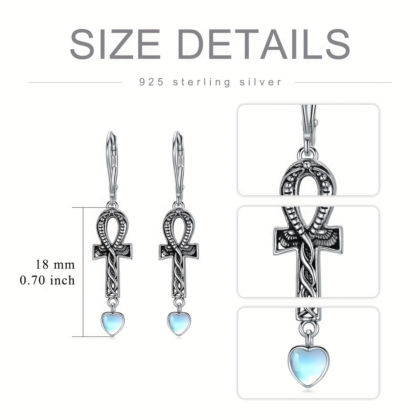 Moonstone Ankh Earrings