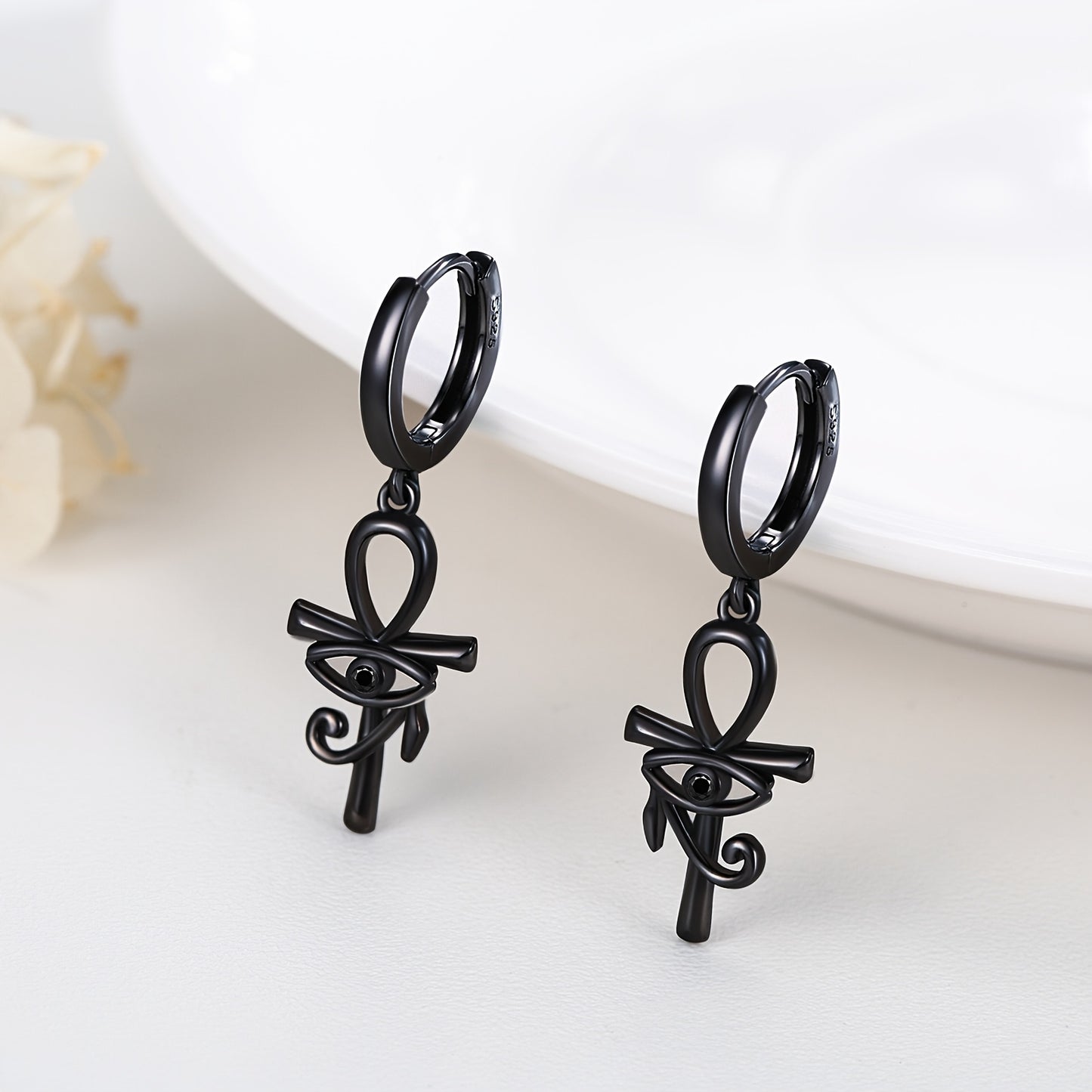 Eye Of Horus Ankh Dangle Drop Earrings